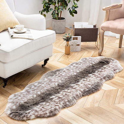 Faux Fur Rug, Fluffy Soft Faux Fox Fur Area Rugs for Bedroom Livingroom Kids Room Decor, Shaggy Fur Rugs Anti-Skid, Dark Coffee, 2 X 6 Feet