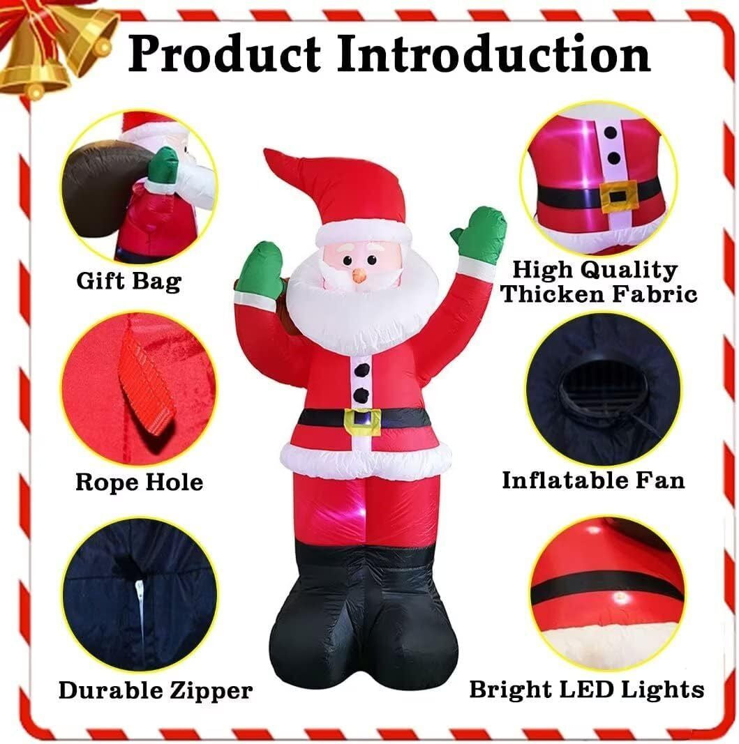 6 FT Christmas Inflatables Santa Claus Christmas Inflatables Built-In LED Lights