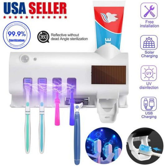 UV Light Sterilizer Toothbrush Holder Cleaner Toothpaste Dispenser 4 Toothbrush