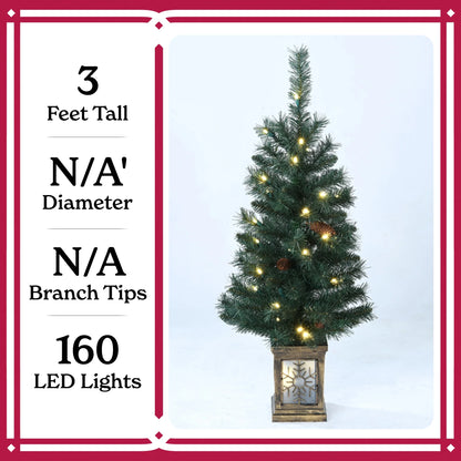 5-Piece Prelit Artificial Christmas Tree Entryway Set with Warm White LED Lights, by