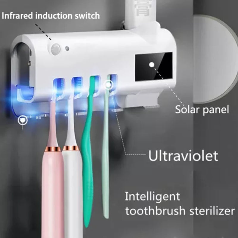 UV Light Sterilizer Toothbrush Holder Cleaner Toothpaste Dispenser 4 Toothbrush